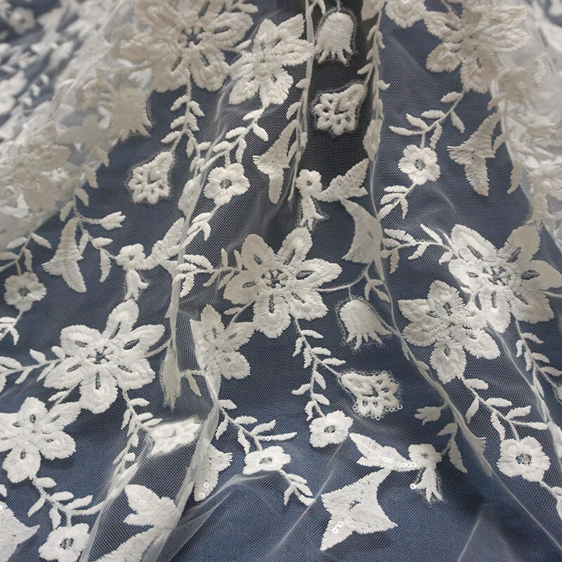 Embroidered Lace Dress Sequin Embroidered Fabric for Women's Wear Whol 4